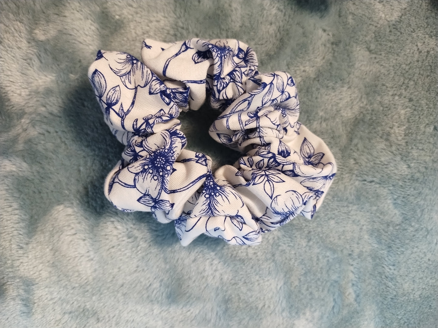Blue Flower Scrunchies